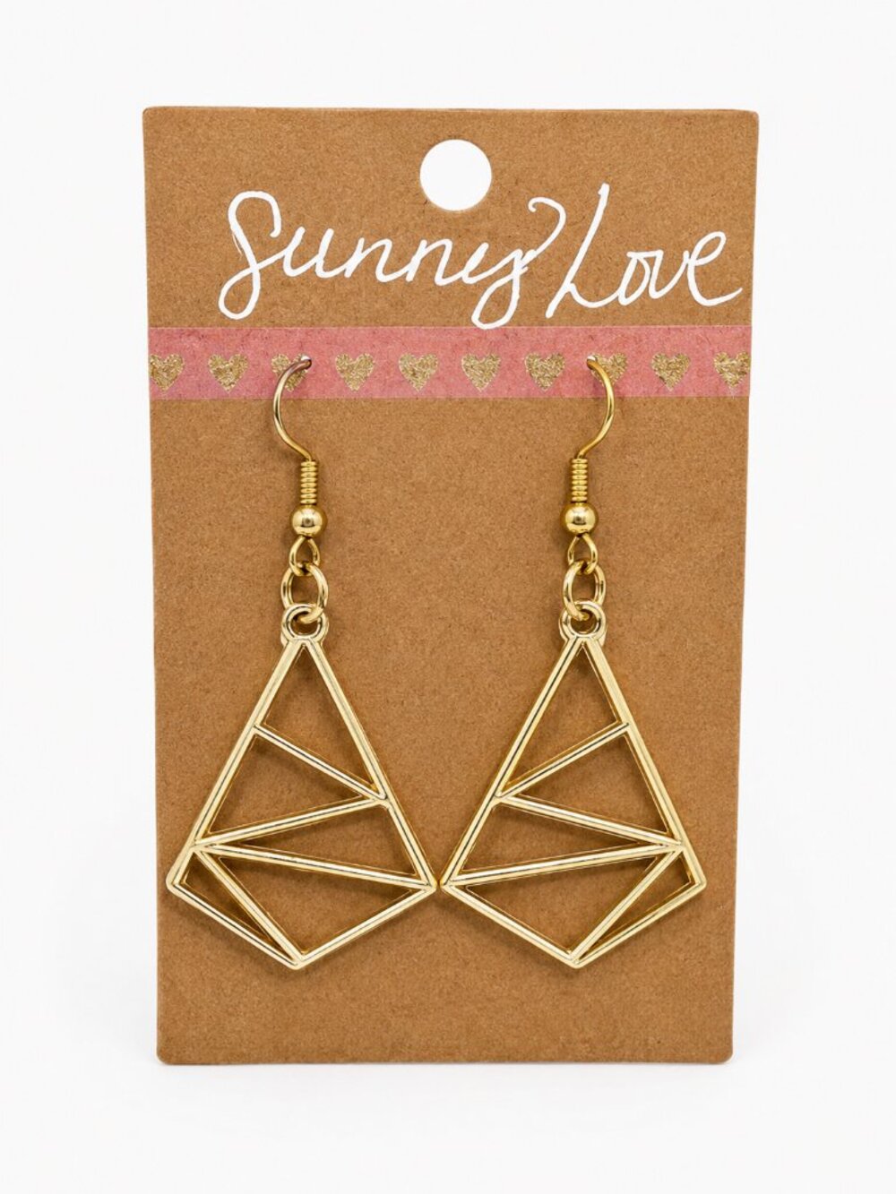 Sunny Love Gold Tone Geometric Dangle Earrings NWT